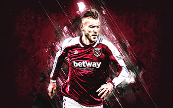 Andriy Yarmolenko, West Ham United FC, Ukrainian football player, attacking midfielder, portrait, Yarmolenko West Ham United, burgundy stone background, England, Premier League, football HD wallpaper