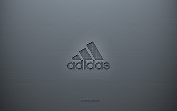 Adidas logo, gray creative background, Adidas old emblem, Adidas old logo, gray paper texture, Adidas, gray background, Adidas 3d logo HD wallpaper