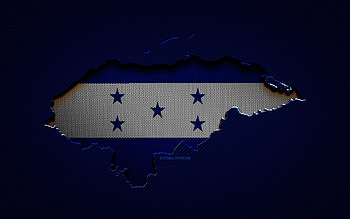 Honduras map, , North American countries, Honduran flag, blue carbon background, Honduras map silhouette, Honduras flag, North America, Honduran map, Honduras, flag of Honduras HD wallpaper