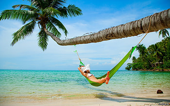 Paradise, sexy, tropical, setting, beautiful, models, people, beach HD wallpaper