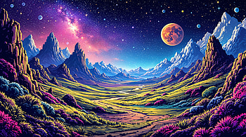 Enchanting Fantasy Landscape - Ultra, fantasy landscape, space, landscape, mountain, Stars HD wallpaper