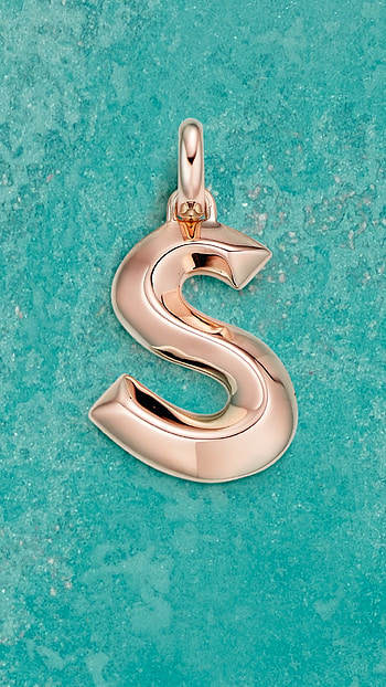 S Letter, Blue Background, locket, pink HD phone wallpaper