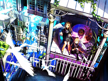 love be , birds, anime, girls, beautiful, doves HD wallpaper
