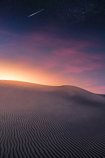 Night, desert, sky, starry sky HD phone wallpaper