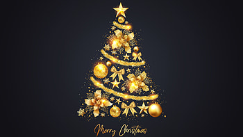 Christmas Golden Balls Snowflakes Stars Decoration Tree Christmas HD wallpaper