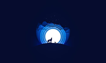 Moon, Vector, Wolf, Howl HD wallpaper