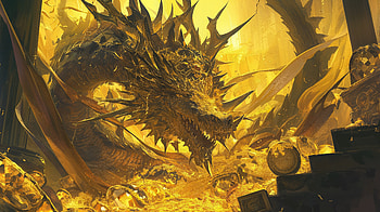 Golden Dragon Treasure, fantasy, dragon, golden, treasure, mythology HD wallpaper