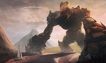 Golem, Sturdy rock formation, Mighty defender, Impressive creation HD wallpaper