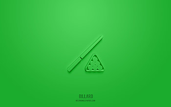 billard 3d icon, green background, 3d symbols, billard, sport icons, 3d icons, billard sign, sport 3d icons HD wallpaper