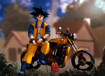 Goku Sitting On Bike, anime, goku, artwork, artstation HD wallpaper