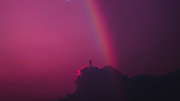 Me Under Rainbow, alone, rainbow, artist, artwork, digital-art HD wallpaper