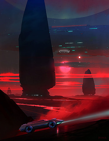 Art, Night, Car, Futurism, Sci-Fi, Spaceship HD phone wallpaper
