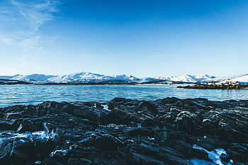 Landscape, Winter, Nature, Stones, Sky, Mountains, Ice, Snow, Lake HD wallpaper