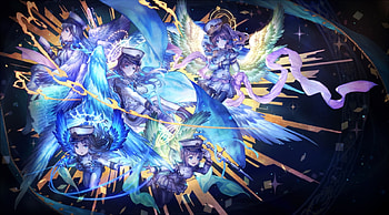 Angels, blue, black, anime, fantasy, idolmaster, angel, girl, manga HD wallpaper
