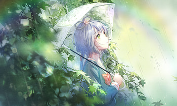 Luo Tianyi by MORI森, Luo Tianyi, Vocaloid, girl, umbrella, rain HD wallpaper
