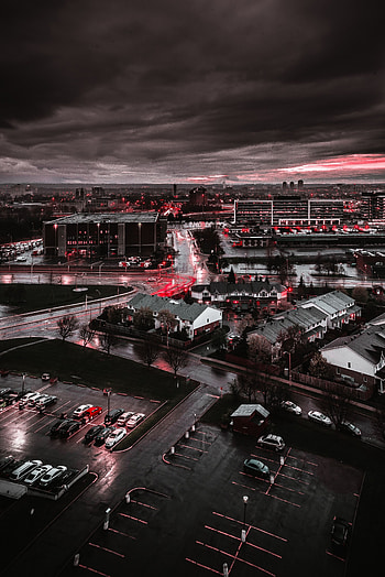 Cities, City, Wet, Grey, Illumination, Backlight, After The Rain, Contrast HD phone wallpaper