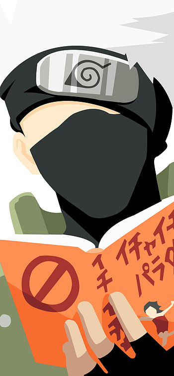 Kakashi reading his book, minimalist, Kakashi Hatake, Anime, Naruto, minimalist anime HD phone wallpaper