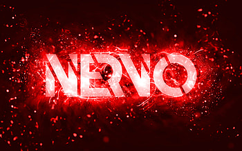 Nervo red logo, , Australian DJs, red neon lights, Olivia Nervo, Miriam Nervo, red abstract background, Nick van de Wall, Nervo logo, music stars, Nervo HD wallpaper