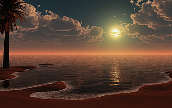 sunset, sea, sand, beach HD wallpaper