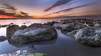 Nature, Sunset, Stones, Horizon, Lumps, Blocks HD wallpaper