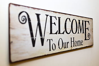 A stylish rustic wooden welcome sign perfect for home decoration. HD wallpaper