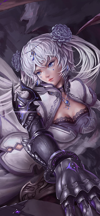 Moonlit Silver Valkyrie — Anime Girl , Anime, girl, anime girl HD phone wallpaper