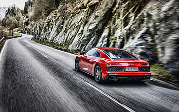 2022, Audi R8 V10 Performance RWD, , rear view, exterior, new red Audi R8, German sports cars, Audi HD wallpaper