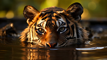 Underwater Tiger Gaze, Animal, tiger, underwater HD wallpaper