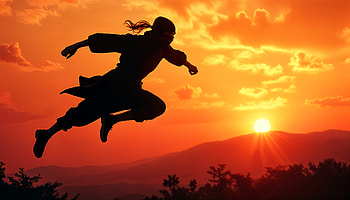 Ninja in Action: Stunning Ultra, ninja, silhouette, martial arts HD wallpaper