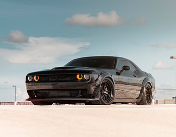 Dodge Challenger SRT, 2019, black car HD wallpaper