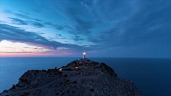 time-lapse sequence, Formentor Spain, Blue hour Mallorca HD wallpaper