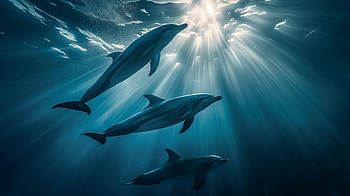 Sunlit Dolphins — Quad Ocean, dolphin HD wallpaper