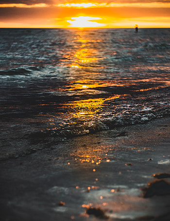 Nature, Water, Sunset, Sea, Waves, Reflection HD phone wallpaper
