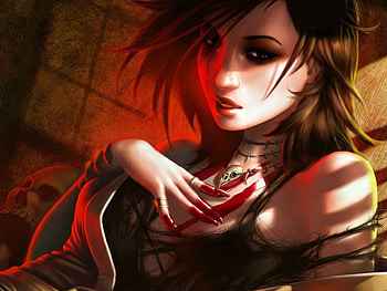 fantasy, anime, red, other, girl, hair HD wallpaper