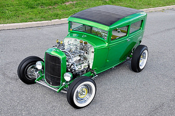1930-Ford-Highboy-Sedan, Chrome, Green, Hotrod, Classic HD wallpaper