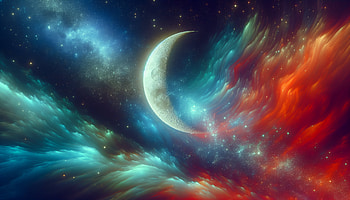 Cosmic Crescent Moon, crescent moon, space, moon, Stars, cosmos HD wallpaper