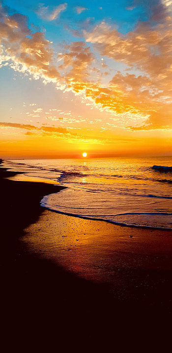Black Water, waves, sand, ocean, beach, sunset, oceans, clouds HD phone wallpaper