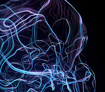 Threads, tangled, glow, blue lines, dark HD wallpaper