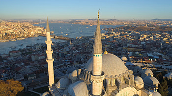Blue Mosque, Sultanahmet, Aerial view, Istanbul HD wallpaper