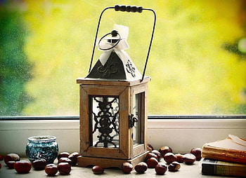 Autumn Mood, chestnut, window, graphy, candle, romantic, lantern, lovely HD wallpaper
