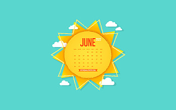 2022 June Calendar, creative sun, paper art, background with the sun, June, blue sky, 2022 summer calendars, June 2022 Calendar HD wallpaper