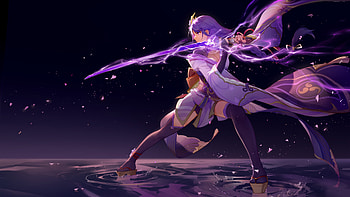 Baal Raiden Shogun With Sword Purple Hair Genshin Impact HD wallpaper