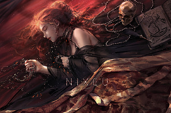 Sleeping princess, frumusete, art, nixeu, girl, jewel, fantasy, red, luminos, sleep HD wallpaper