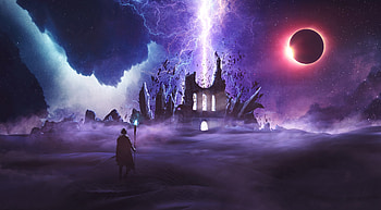 Art, Lightning, Ruin, Ruins, Wanderer HD wallpaper