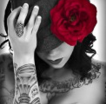 Tattoo, rose, red, girl, hat HD wallpaper
