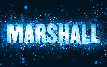 Happy Birtay Marshall, , blue neon lights, Marshall name, creative, Marshall Happy Birtay, Marshall Birtay, popular american male names, with Marshall name, Marshall HD wallpaper