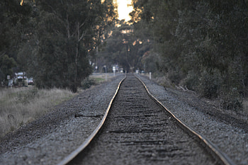 The long walk, Peaceful, Trees, TrainTrack, Peace, Track, Sun, Train, Sunsetting HD wallpaper