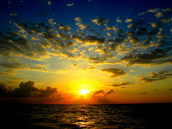Ocean sunrise, nature, sunrise HD wallpaper