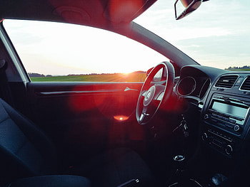 Sunset, Volkswagen, Cars, Glare, Car, Steering Wheel, Rudder, Salon HD wallpaper