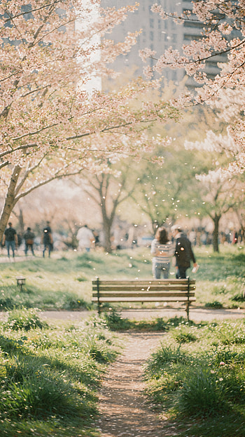 Blossom Bench — Spring , Cherry Blossom, Park HD phone wallpaper